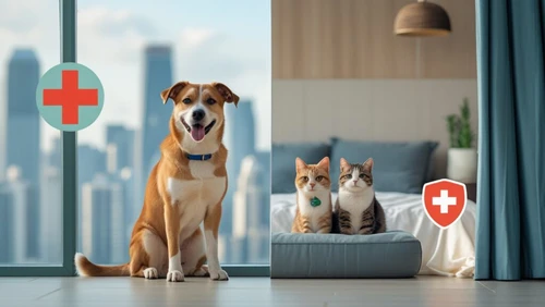 Happy dog with owner in New York